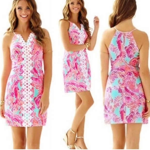 Lilly Pulitzer Pearl Shift Dress in Poolside blue love birds - Picture 2 of 5